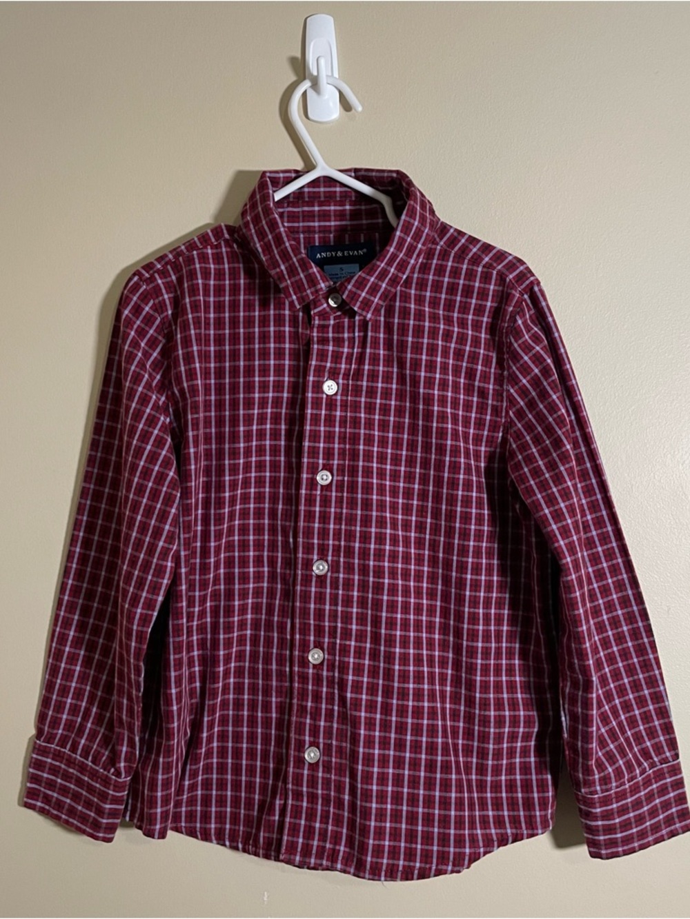 Andy & Evan Boys' Burgundy Plaid Button-Down Shirt